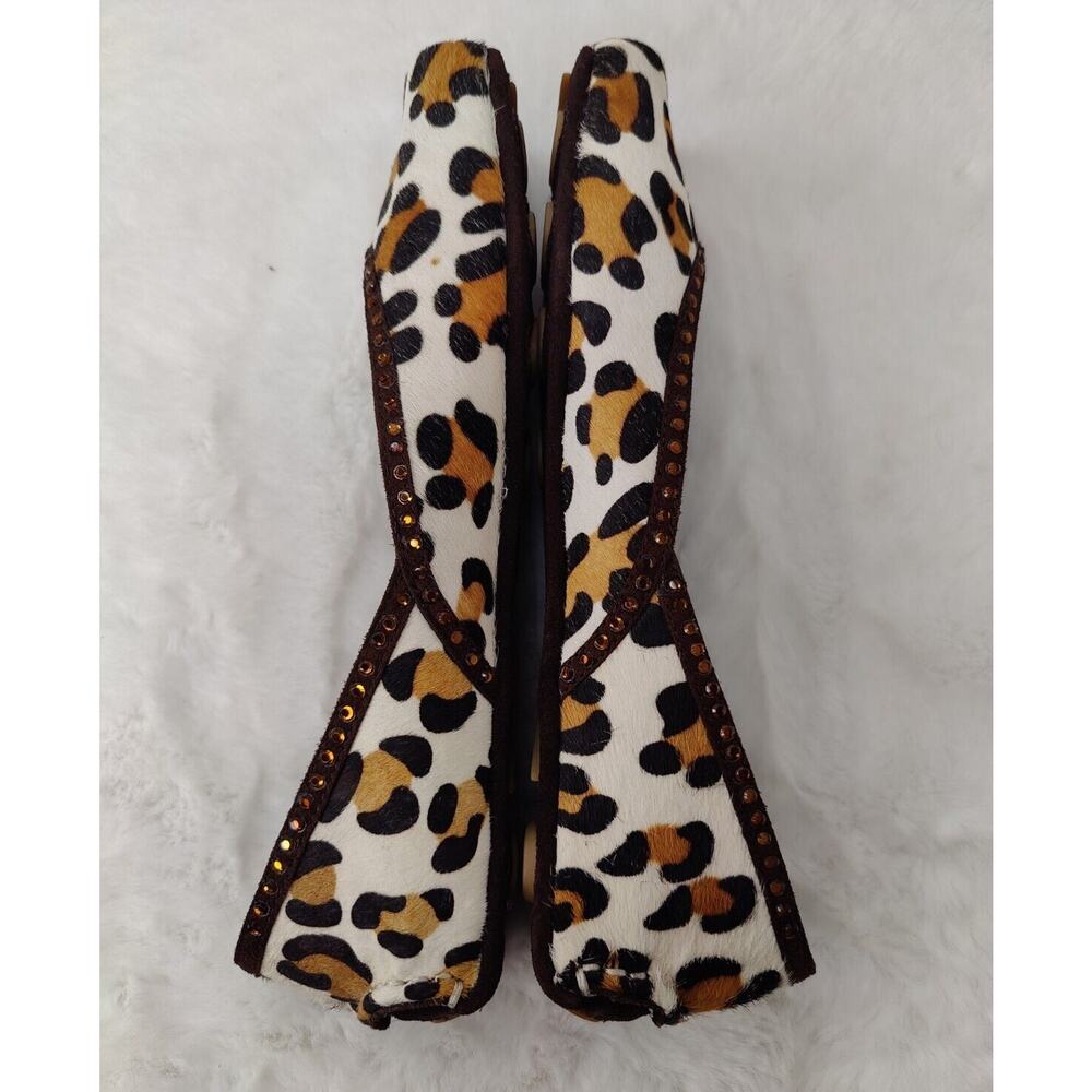 Vintage Y2K white leopard Print Rhinestone Flats Sz 9.5 - Picture 5 of 8